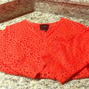 Talbots Orange Laser Cut Tunic. Size 16.